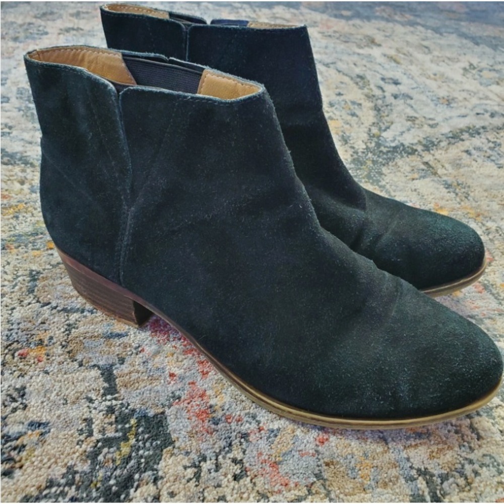 Lucky Brand Women's Black Suede Ankle Boots Booties Size 9.5